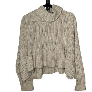 Pol Cropped Turtleneck Sweater Sz Oversized Small